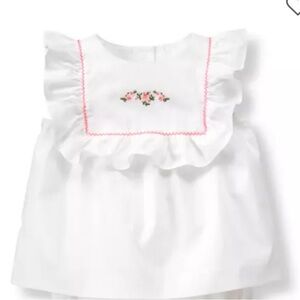 Janie and Jack white cotton embroidered flower dress size 0-3 months